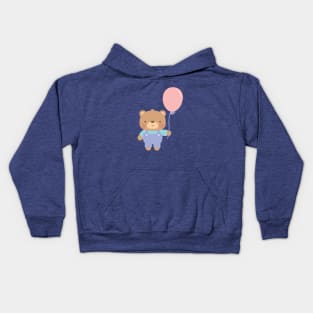 Cute Teddy Bear With Pink Balloon Kids Hoodie